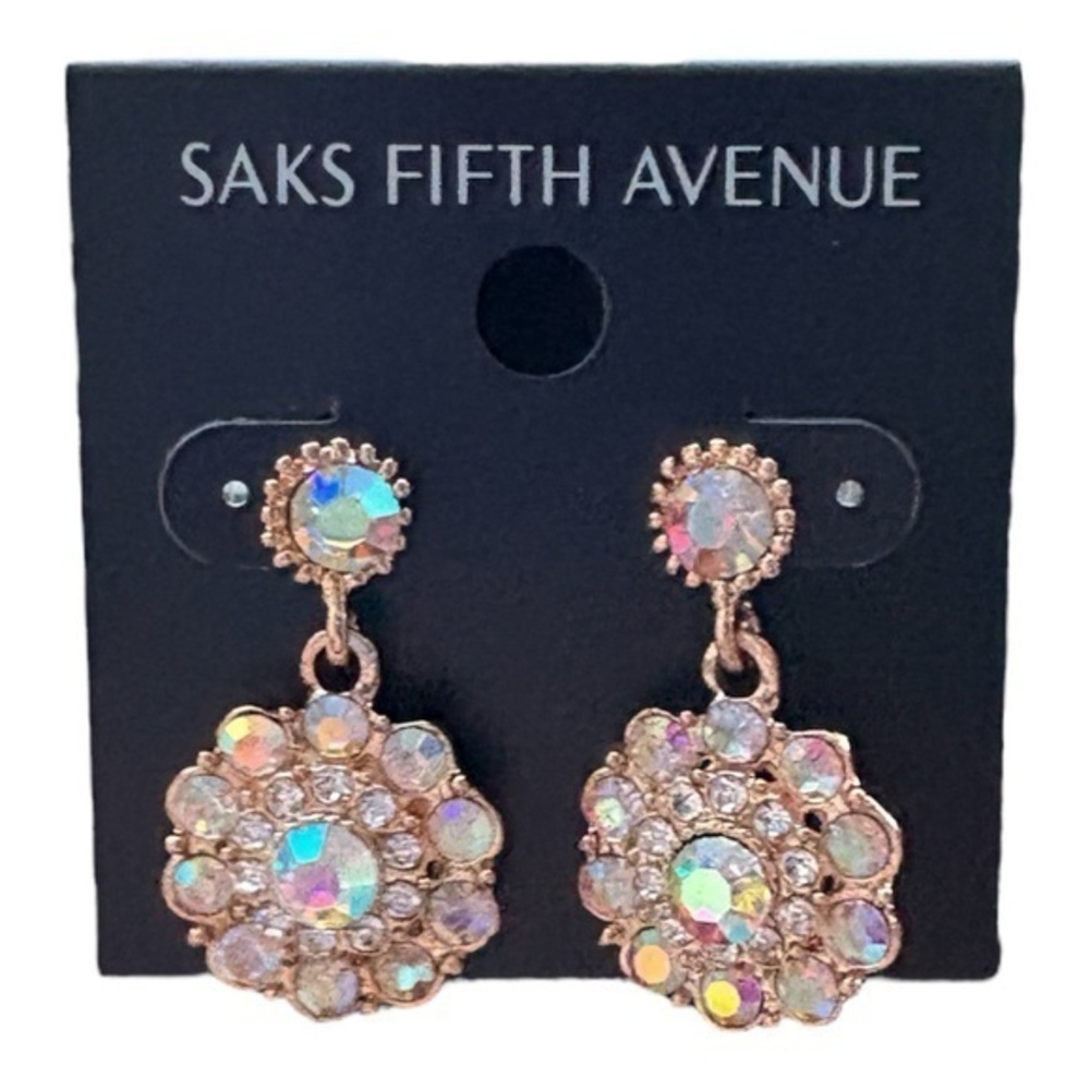 3/$40 Saks Fifth Avenue Golden Opal Flower Drop Dangle Earrings